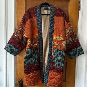 Urban Outfitters mixed print quilted kimono jacket